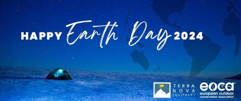 Earth Day promotional graphic featuring a blue background with the text "Earth Day" in a stylish font, symbolizing environmental awareness and celebration.