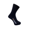 Black mid-calf sock with a ribbed cuff and a white embroidered "8xtremities" logo featuring an orange 'x', shown against a plain white background.