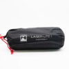 Black cylindrical stuff sack with white Terra Nova logo and the text Laser Lite 1 Footprint, closed with red drawcords
