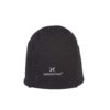 Black fitted beanie with visible stitched panels and a white "extremities" logo centered on the front, displayed on a plain white background.