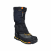 Black waterproof mountaineering boot with attached tall gaiter, yellow laces and yellow stripe on a rugged black sole, featuring a Gore‑Tex tag and 'extremities' logo on the gaiter.