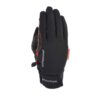 Black GORE® Windstopper glove with red accents and textured grip patches on the thumb and palm, Velcro wrist strap showing 'extremities' branding, photographed flat on a white background.