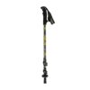 Adjustable black and yellow Trail Lite trekking pole with ergonomic black foam handle and wrist strap, twin locking clamps on a carbon-pattern shaft, and a rubber-tipped, basketed end.